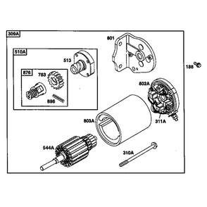 Motor Starter 2 Diagram and Parts List for 19E400-19E499 1132 Briggs and Stratton Engine